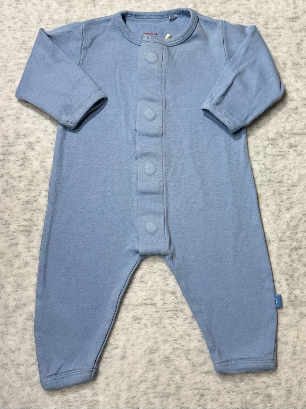 Simply Magnetic Me Solid Blue Footless Sleeper 3-6M Baby Organic Cotton Neutral